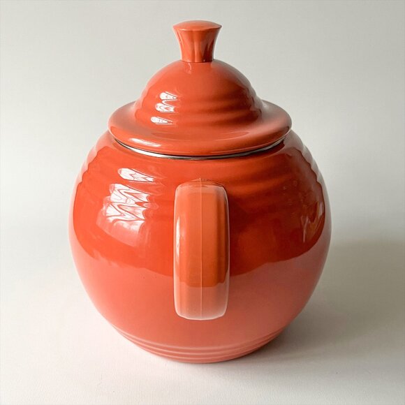 Vintage Fiesta Enamel Metal Teapot Persimmon Orange Copco Fiestaware - Picture 4 of 8